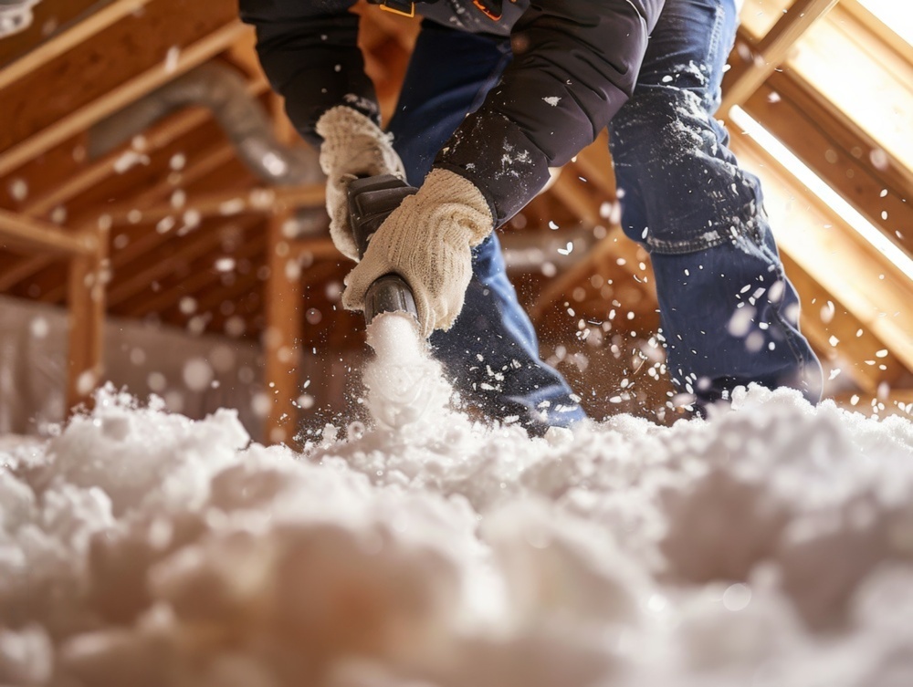 Professional blown-in insulation Professional blown-in insulation service for a home in Kitchener-Waterloo.